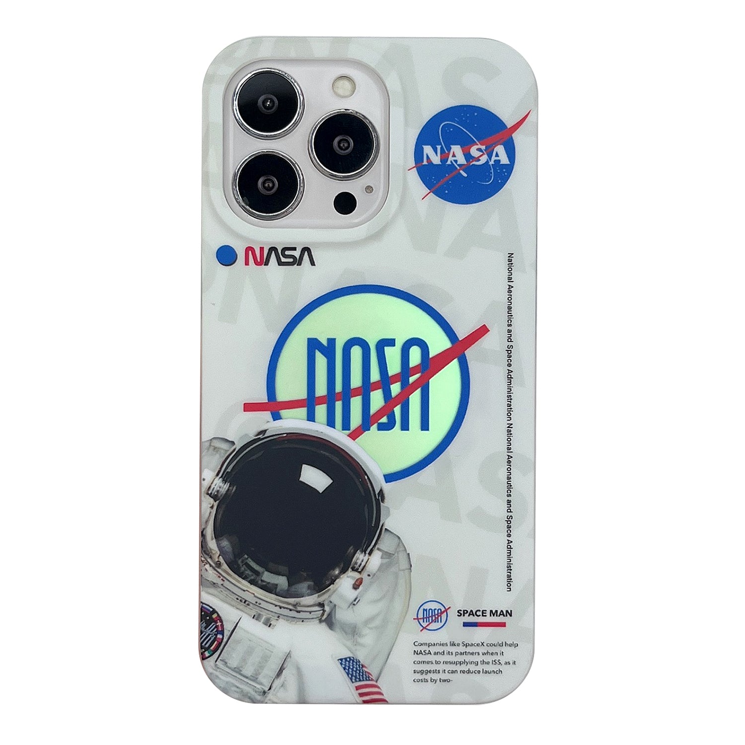 Uniqkart for iPhone 13 Pro PC+TPU Cover Astronaut Pattern Printing Phone Case Compatible with MagSafe - White Uniqkart for iPhone 13 Pro PC+TPU Cover Astronaut Pattern Printing Phone Case Compatible with MagSafe - White